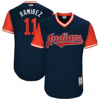 Men's Cleveland Indians #11 Jose Ramirez Ramirez Majestic Navy 2017 Little League World Series Players Weekend Jersey