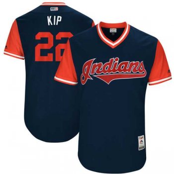 Men's Cleveland Indians #22 Jason Kipnis Kip Majestic Navy 2017 Little League World Series Players Weekend Jersey