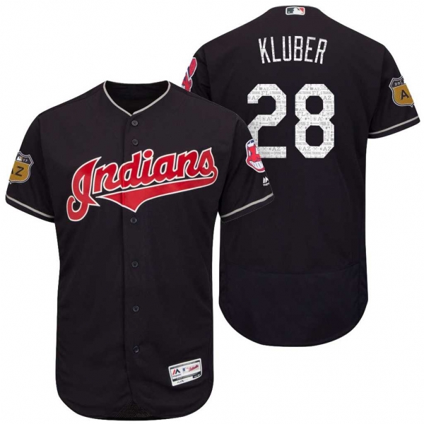 Men's Cleveland Indians #28 Corey Kluber 2017 Spring Training Flex Base Authentic Collection Stitched Baseball Jersey