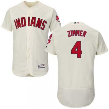 Men's Cleveland Indians #4 Bradley Zimmer Cream Flexbase Authentic Collection Stitched MLB