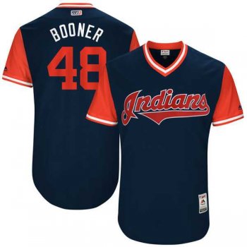 Men's Cleveland Indians #48 Boone Logan Booner Majestic Navy 2017 Little League World Series Players Weekend Jersey