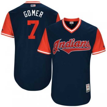 Men's Cleveland Indians #7 Yan Gomes Gomer Majestic Navy 2017 Little League World Series Players Weekend Jersey