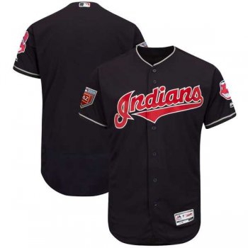 Men's Cleveland Indians Customized Majestic Navy 2018 Spring Training Flex Base Team Jersey