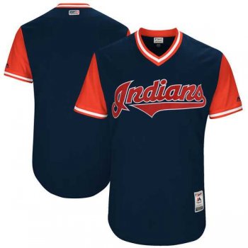 Men's Cleveland Indians Customized Navy 2017 Little League World Series Players Weekend Jersey