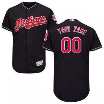 Men's Cleveland Indians Majestic Alternate Navy Flex Base Authentic Collection Custom Jersey