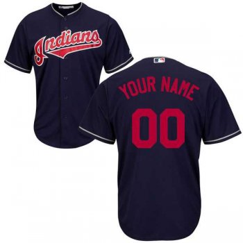 Men's Cleveland Indians Majestic Navy Cool Base Custom Jersey