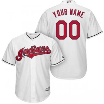 Men's Cleveland Indians Majestic White Cool Base Custom Jersey