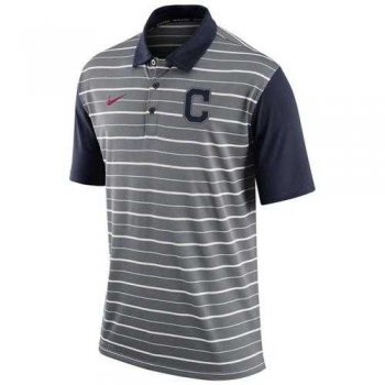 Men's Cleveland Indians Nike Gray Dri-FIT Stripe Polo