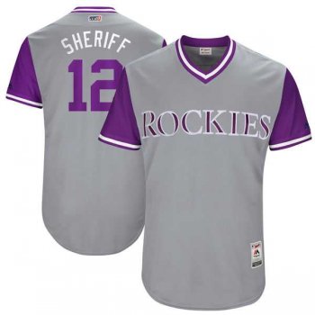 Men's Colorado Rockies #12 Mark Reynolds Sheriff Majestic Gray 2017 Little League World Series Players Weekend Jersey