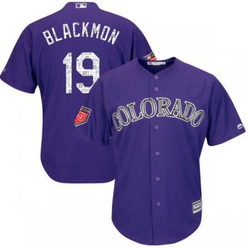 Men's Colorado Rockies #19 Charlie Blackmon Majestic Purple 2018 Spring Training Cool Base Player Jersey