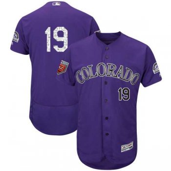 Men's Colorado Rockies #19 Charlie Blackmon Majestic Purple 2018 Spring Training Flex Base Player Jersey