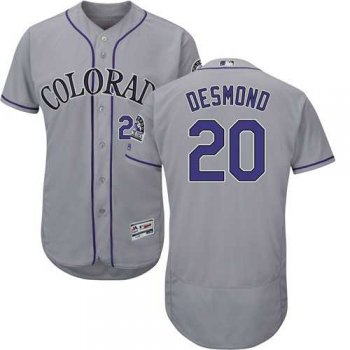 Men's Colorado Rockies #20 Ian Desmond Grey Flexbase Authentic Collection Stitched MLB