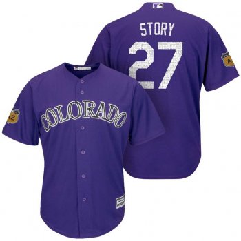 Men's Colorado Rockies #27 Trevor Story 2017 Spring Training Cool Base Stitched MLB Jersey