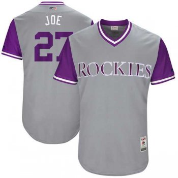 Men's Colorado Rockies #27 Trevor Story Joe Majestic Gray 2017 Little League World Series Players Weekend Jersey