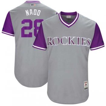 Men's Colorado Rockies #28 Nolan Arenado Nado Majestic Gray 2017 Little League World Series Players Weekend Jersey