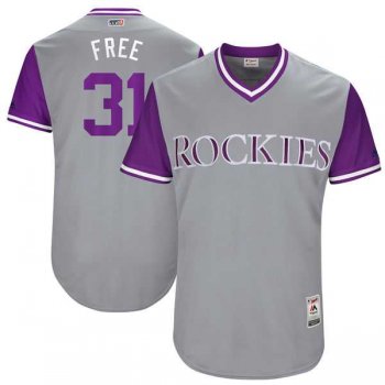 Men's Colorado Rockies #31 Kyle Freeland Free Majestic Gray 2017 Little League World Series Players Weekend Jersey