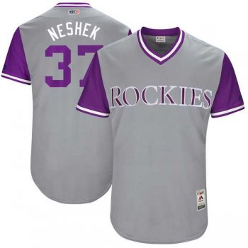 Men's Colorado Rockies #37 Pat Neshek Neshek Majestic Gray 2017 Little League World Series Players Weekend Jersey