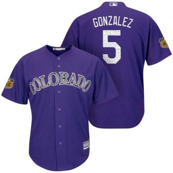 Men's Colorado Rockies #5 Carlos Gonzalez 2017 Spring Training Cool Base Stitched MLB Jersey