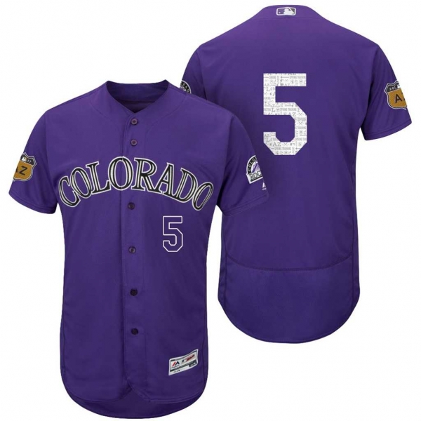 Men's Colorado Rockies #5 Carlos Gonzalez 2017 Spring Training Flex Base Authentic Collection Stitched Baseball Jersey