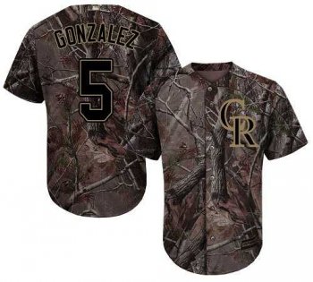 Men's Colorado Rockies #5 Carlos Gonzalez Camo Realtree Collection Cool Base Stitched MLB