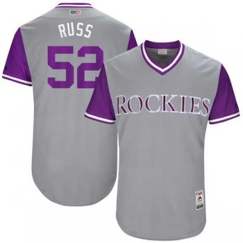 Men's Colorado Rockies #52 Chris Rusin Russ Majestic Gray 2017 Little League World Series Players Weekend Jersey