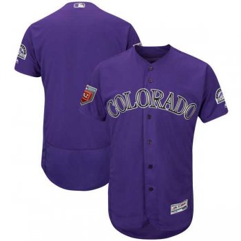 Men's Colorado Rockies Customized Majestic Purple 2018 Spring Training Flex Base Team Jersey