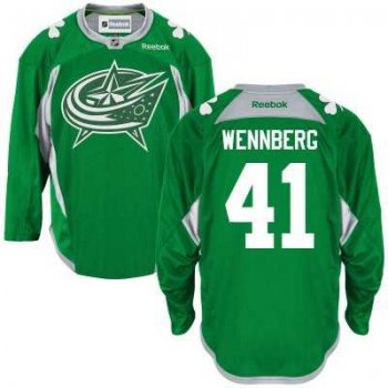 Men's Columbus Blue Jackets #41 Alexander Wennberg St. Patrick's Day Practice NHL Jersey