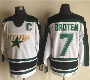 Men's Dallas Stars #7 Neal Broten White CCM Throwback Stitched NHL Jersey