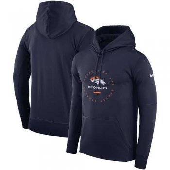 Men's Denver Broncos Nike Navy Sideline Property Of Wordmark Logo Performance Pullover Hoodie