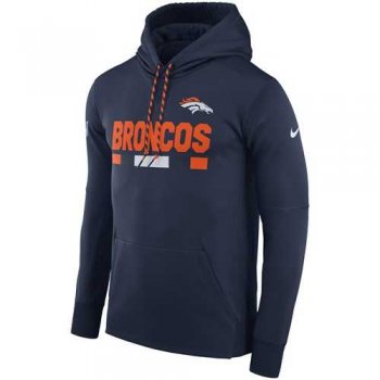 Men's Denver Broncos Nike Navy Sideline ThermaFit Performance PO Hoodie