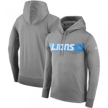 Men's Detroit Lions Nike Gray Sideline Team Performance Pullover Hoodie