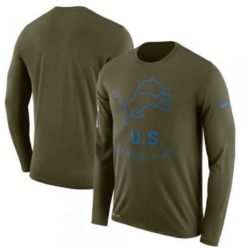 Men's Detroit Lions Nike Olive Salute to Service Sideline Legend Performance Long Sleeve T-Shirt