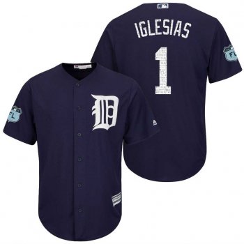 Men's Detroit Tigers #1 Jose Iglesias 2017 Spring Training Cool Base Stitched MLB Jersey