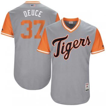 Men's Detroit Tigers #37 Jim Adduci Deuce Majestic Gray 2017 Little League World Series Players Weekend Jersey