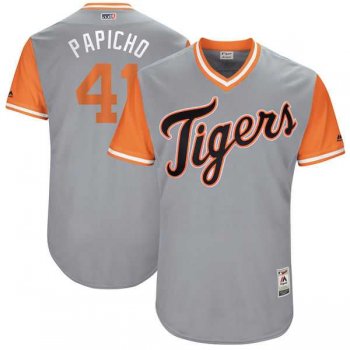 Men's Detroit Tigers #41 Victor Martinez Papicho Majestic Gray 2017 Little League World Series Players Weekend Jersey