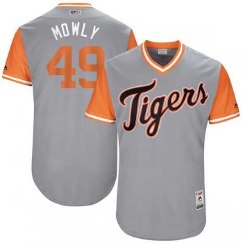 Men's Detroit Tigers #49 Dixon Machado Mowly Majestic Gray 2017 Little League World Series Players Weekend Jersey