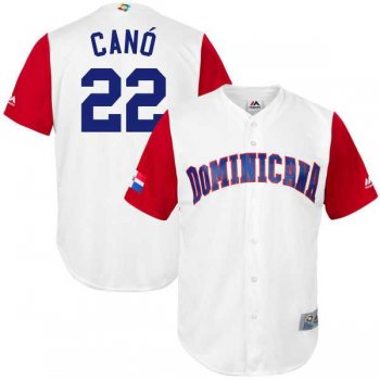 Men's Dominican Republic Baseball #22 Robinson Cano Majestic White 2017 World Baseball Classic Jersey