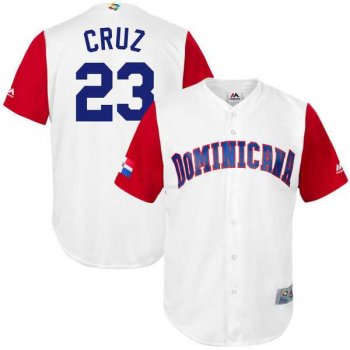 Men's Dominican Republic Baseball #23 Nelson Cruz Majestic White 2017 World Baseball Classic Jersey