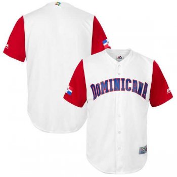 Men's Dominican Republic Baseball Blank Majestic White 2017 World Baseball ClassicTeam Jersey