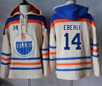 Men's Edmonton Oilers #14 Jordan Eberle Cream Sawyer Hooded Sweatshirt Stitched NHL Jersey