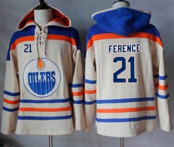 Men's Edmonton Oilers #21 Andrew Ference Cream Sawyer Hooded Sweatshirt Stitched NHL Jersey