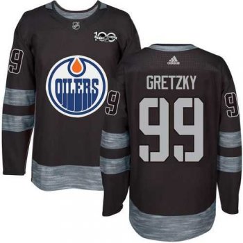 Men's Edmonton Oilers #99 Wayne Gretzky Black 1917-2017 100th Anniversary Stitched NHL Jersey