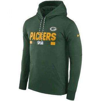 Men's Green Bay Packers Nike Green Sideline ThermaFit Performance PO Hoodie