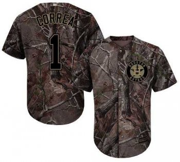 Men's Houston Astros #1 Carlos Correa Camo Realtree Collection Cool Base Stitched MLB