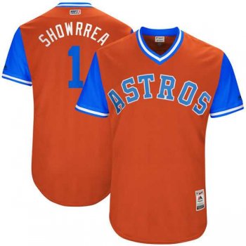 Men's Houston Astros #1 Carlos Correa Showrrea Majestic Orange 2017 Little League World Series Players Weekend Jersey