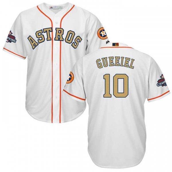 Men's Houston Astros #10 Yuli Gurriel White 2018 Gold Program Cool Base Stitched Baseball Jersey