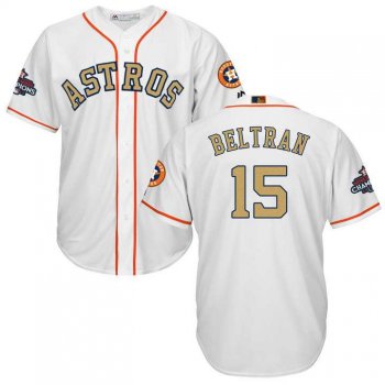 Men's Houston Astros #15 Carlos Beltran White 2018 Gold Program Cool Base Stitched Baseball Jersey