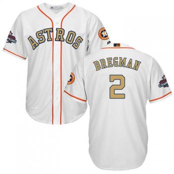 Men's Houston Astros #2 Alex Bregman White 2018 Gold Program Cool Base Stitched Baseball Jersey