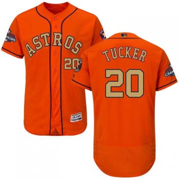 Men's Houston Astros #20 Preston Tucker Orange FlexBase Authentic 2018 Gold Program Stitched Baseball Jersey