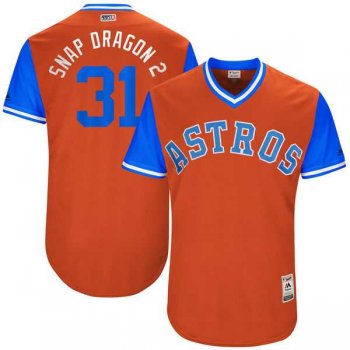 Men's Houston Astros #31 Collin McHugh Snap Dragon 2 Majestic Orange 2017 Little League World Series Players Weekend Jersey